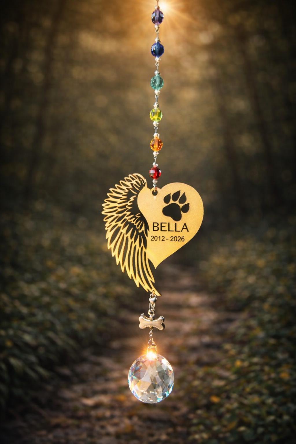 Personalized Dog Memorial Suncatcher – Rainbow Bridge Pet Remembrance Gift