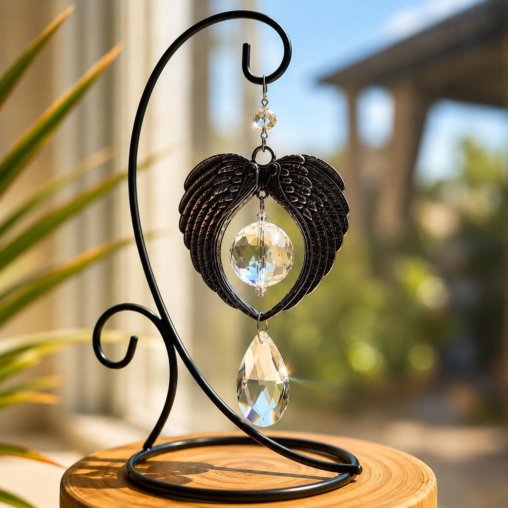 Angel Wings Memorial Suncatcher with Stand – Sympathy Gift for Loss of a Loved One