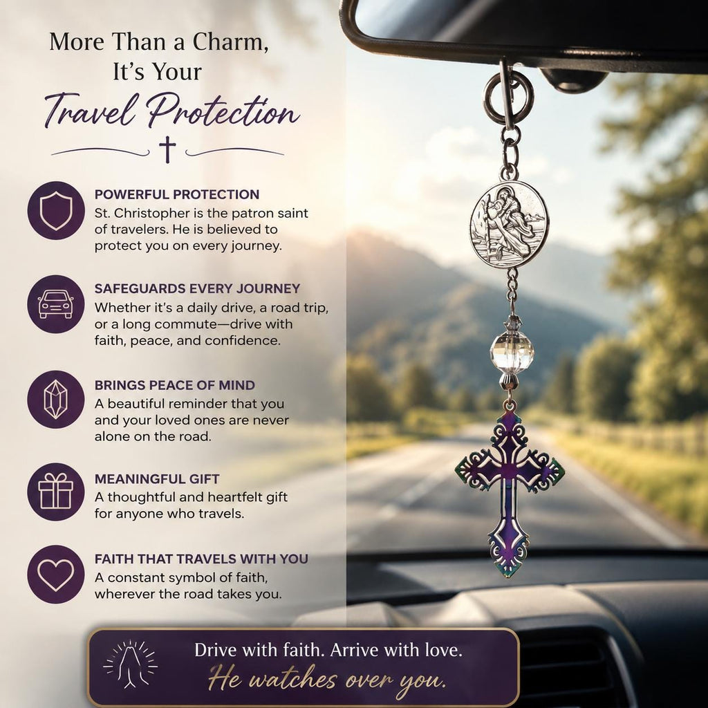St. Christopher Car Charm – Patron Saint of Travelers Rearview Mirror Charm