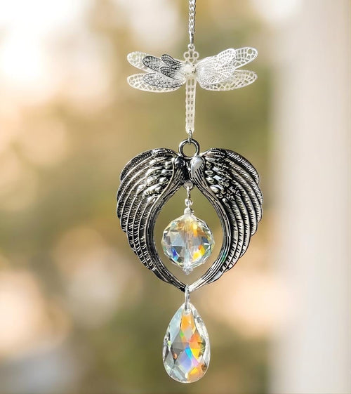 Dragonfly Angel Wings Crystal Suncatcher
