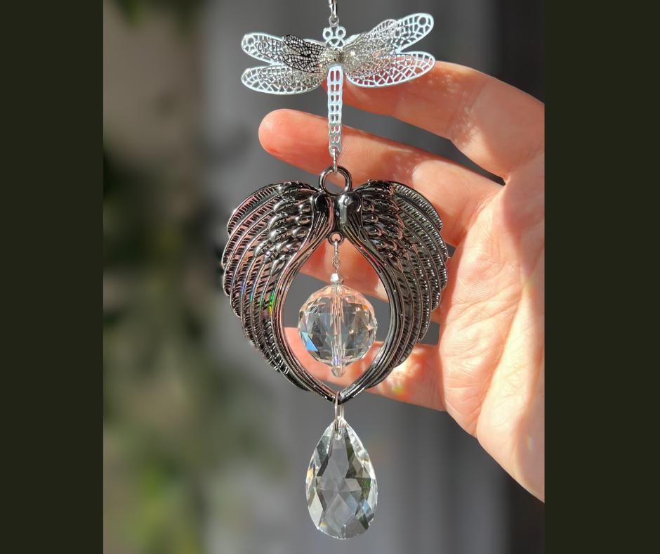 Dragonfly Angel Wings Crystal Suncatcher