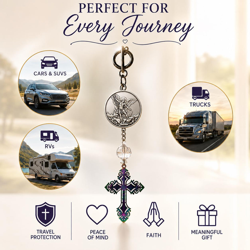 St. Michael Car Charm | Christian Rearview Mirror Protection Gift