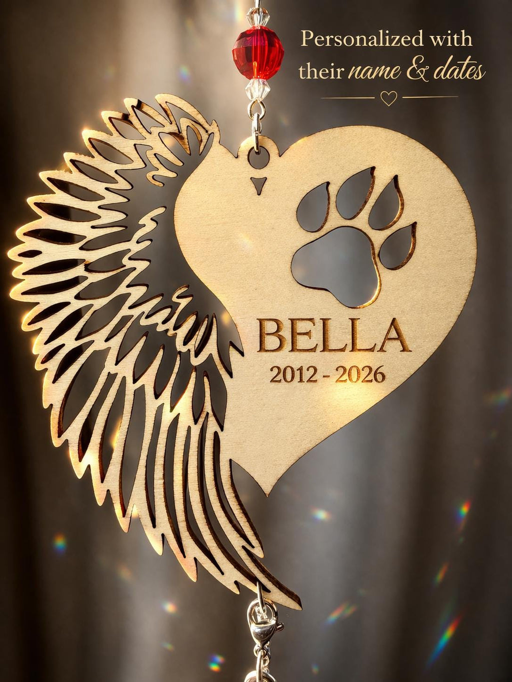 Personalized Dog Memorial Suncatcher – Rainbow Bridge Pet Remembrance Gift