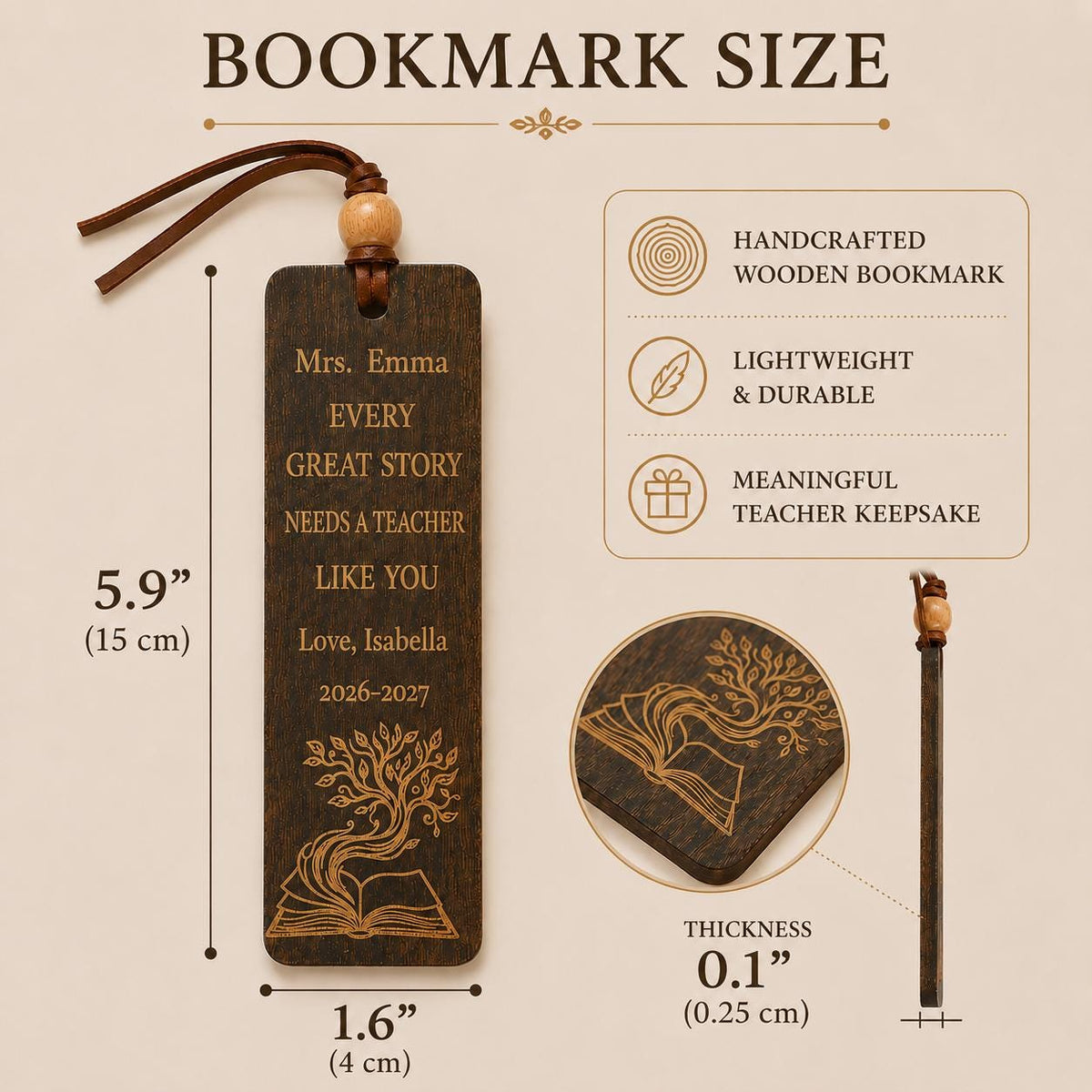 Personalized Teacher Bookmark & Engraved Pen Gift Set | Teacher Appreciation Gift