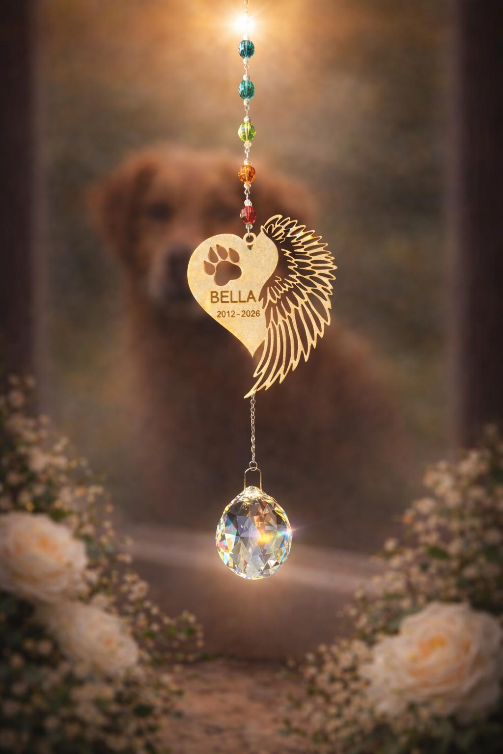 Personalized Dog Memorial Suncatcher – Rainbow Bridge Pet Remembrance Gift