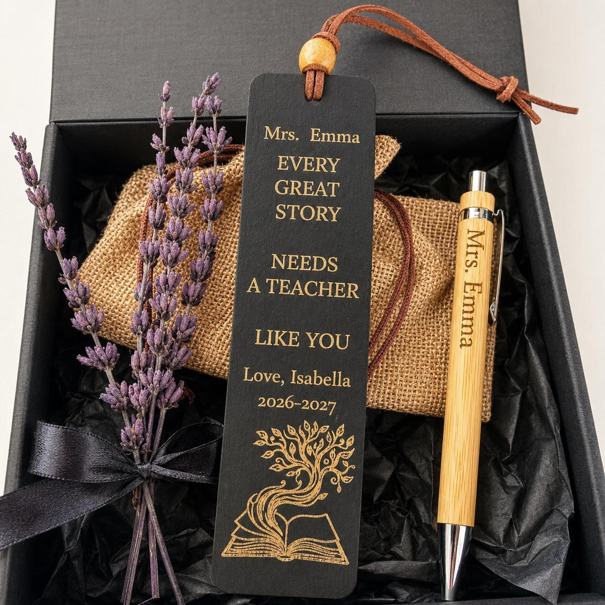 Personalized Teacher Bookmark & Engraved Pen Gift Set | Teacher Appreciation Gift