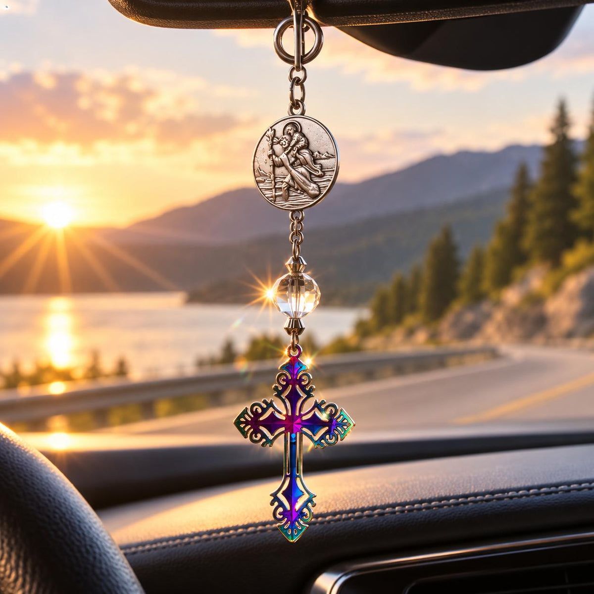 St. Christopher Car Charm – Patron Saint of Travelers Rearview Mirror Charm