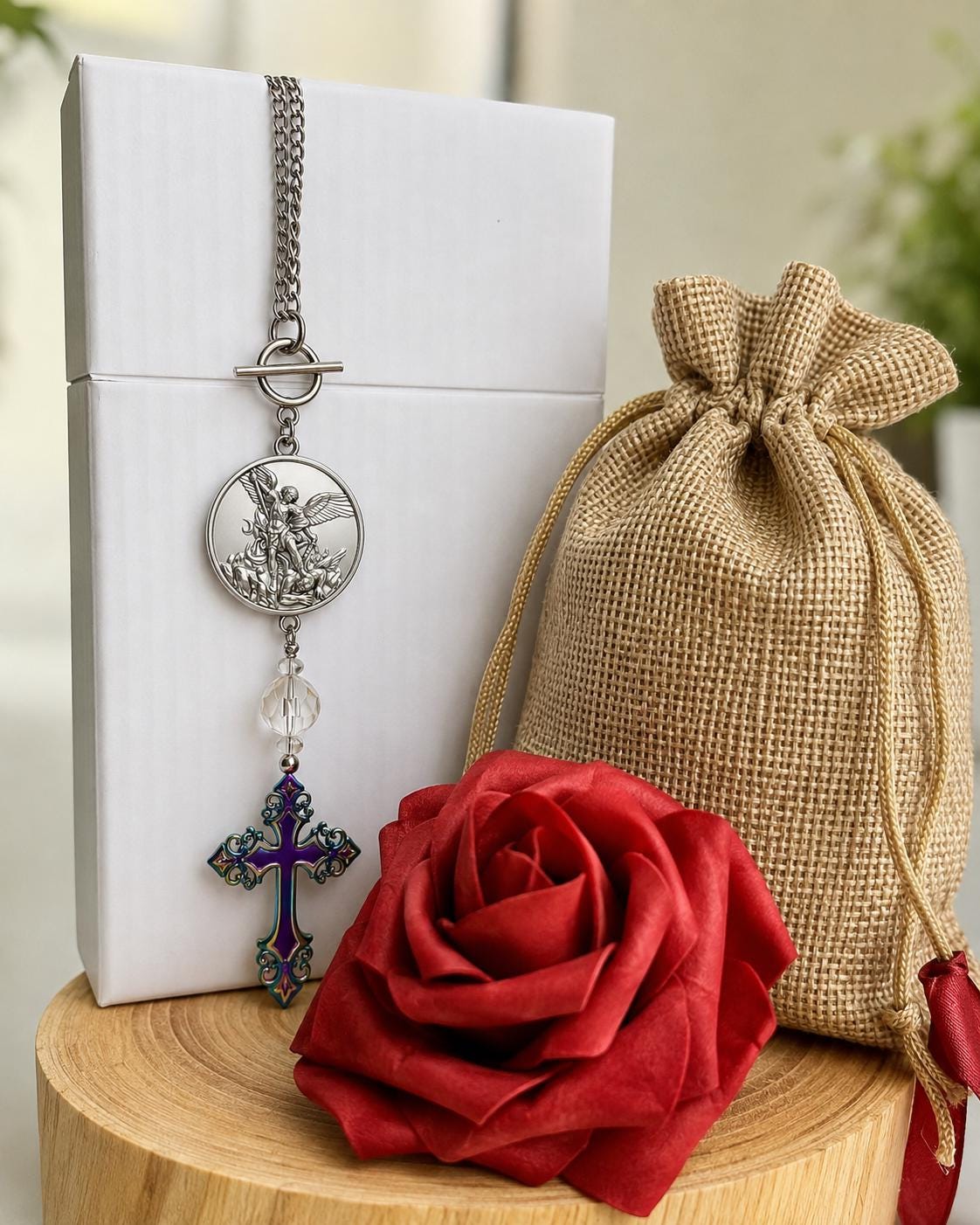St. Michael Car Charm | Christian Rearview Mirror Protection Gift
