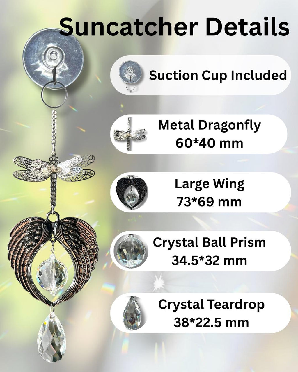 Dragonfly Angel Wings Crystal Suncatcher