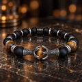 Men’s Tiger Eye & Matte Black Onyx Dragon Claw Bracelet