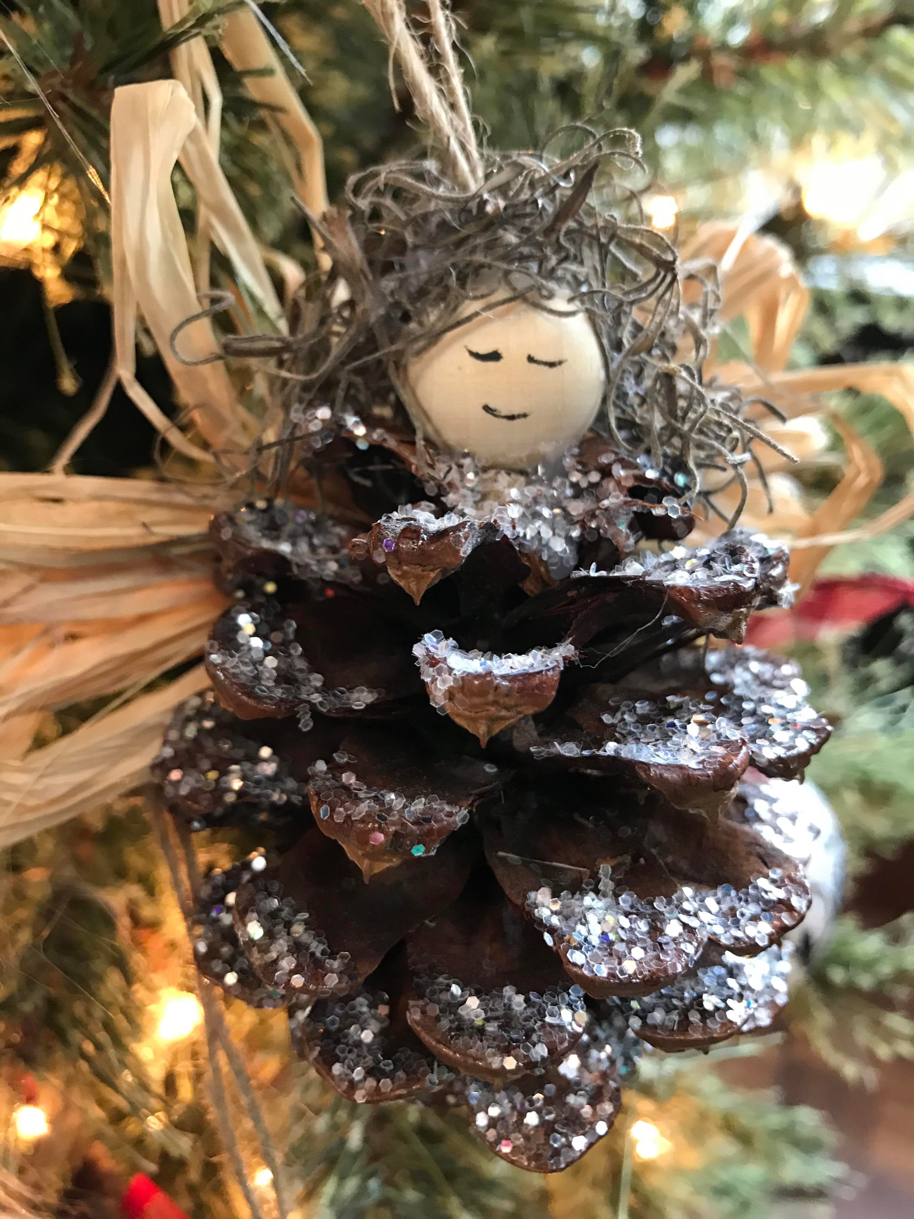 Pine Cone Ornaments Angel Wings, Holiday Ornaments, Christmas ...